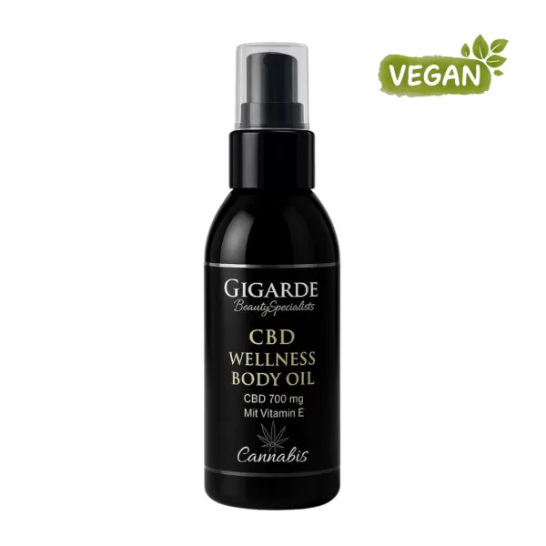 CBD Wellness Body Oil, veganes Massageöl mit 700 mg CBD, Vitamin E, Jojoba- & Sanddornöl, Mandarinduft, 100 ml